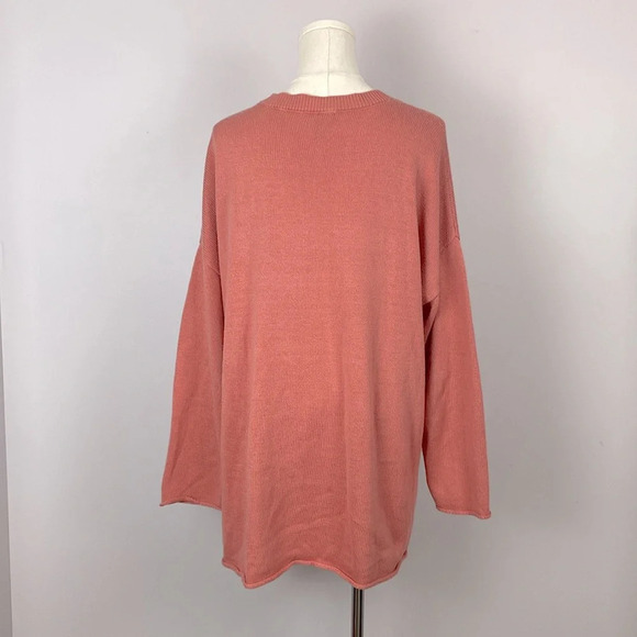 Eileen Fisher Organic Cotton Drop Shoulder Coral Sweater size Large - Picture 3 of 13